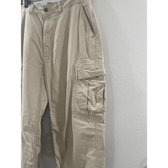 POLO RALPH LAUREN PANTS MEN'S WIDE LEG COTTON CARGO  36/30 COLOR KHAKI VINTAGE - Picture 3 of 8